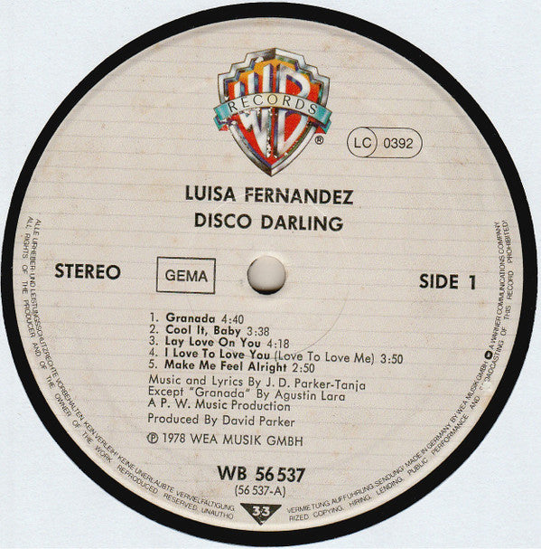 Luisa Fernandez : Disco Darling (LP, Album, RE)