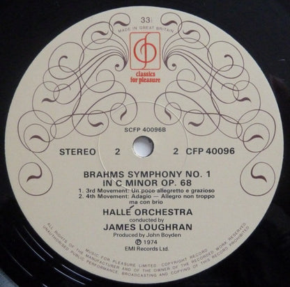 Johannes Brahms, Hallé Orchestra, James Loughran : Symphony No.1 In C Minor Op.68 (LP)