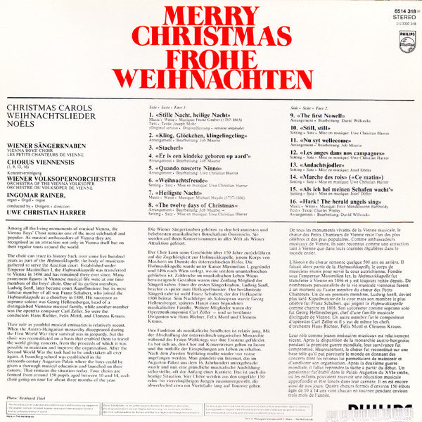 Die Wiener Sängerknaben : Uwe Christian Harrer : Merry Christmas - Frohe Weihnachten (LP)
