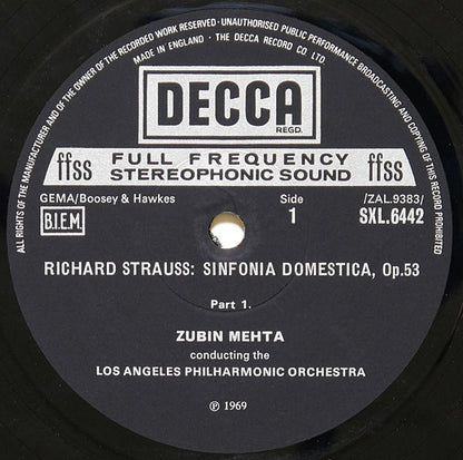 Richard Strauss, Los Angeles Philharmonic Orchestra, Zubin Mehta : Sinfonia Domestica (LP)