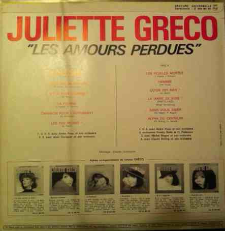 Juliette Gréco : Les Amours Perdues (LP, Comp)