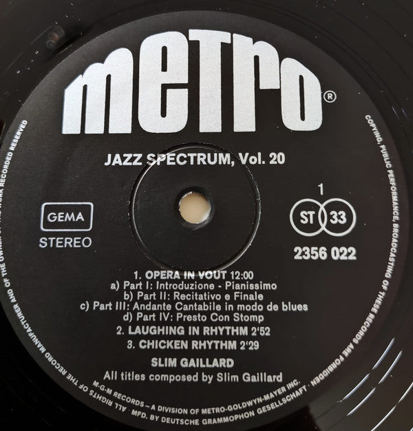 Slim Gaillard : Jazz Spectrum Vol. 20 (LP, Comp)