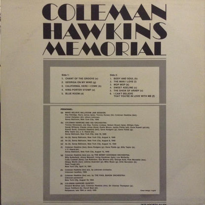 Coleman Hawkins : Memorial (LP, Comp)