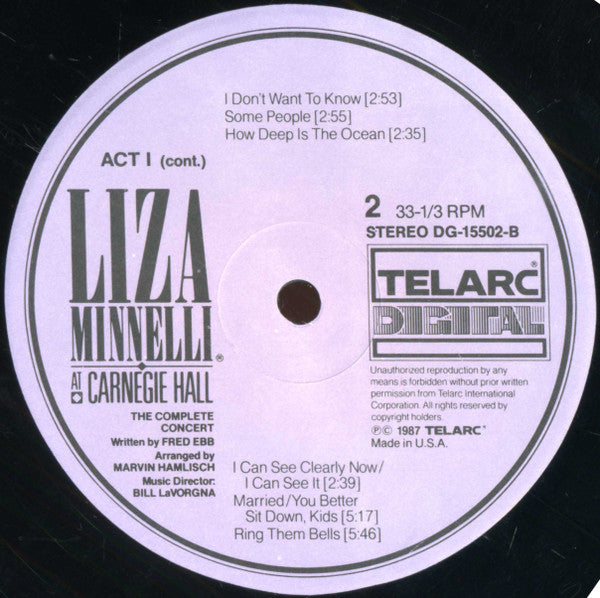 Liza Minnelli : Liza Minnelli At Carnegie Hall (2xLP, Album)