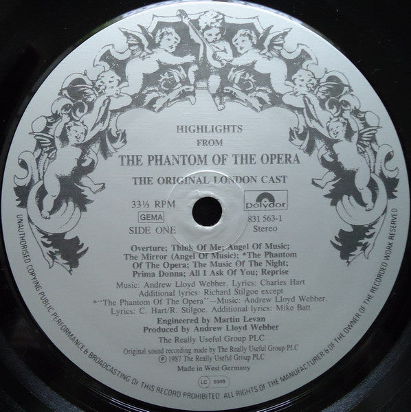 Andrew Lloyd Webber, "The Phantom Of The Opera" Original London Cast : Highlights From The Phantom Of The Opera (LP, Album)