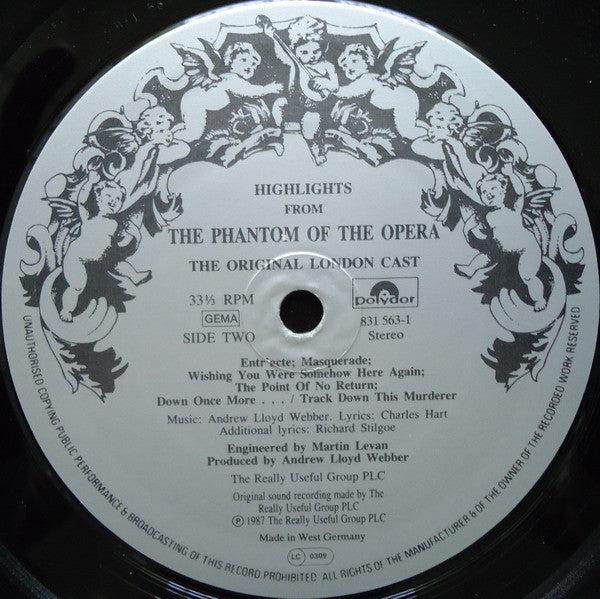 Andrew Lloyd Webber, "The Phantom Of The Opera" Original London Cast : Highlights From The Phantom Of The Opera (LP, Album)