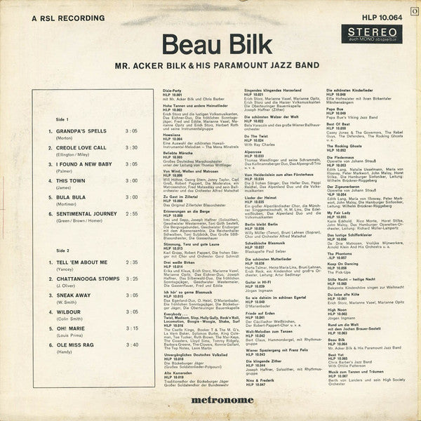 Acker Bilk And His Paramount Jazz Band : Beau Bilk (LP, Album, RE)