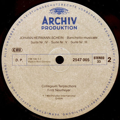 Michael Praetorius • Erasmus Widmann • Johann Hermann Schein - Collegium Terpsichore, Fritz Neumeyer : Tanzmusik (LP, Album, RE)