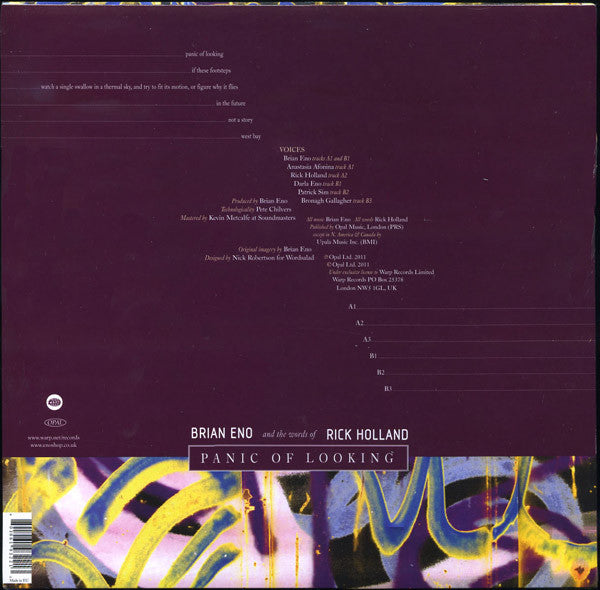 Brian Eno And The Words Of Rick Holland : Panic Of Looking (12", MiniAlbum)