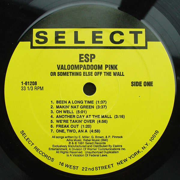 E.S.P. (3) : Valoompadoom Pink! Or Something Else Off The Wall (LP, Album)