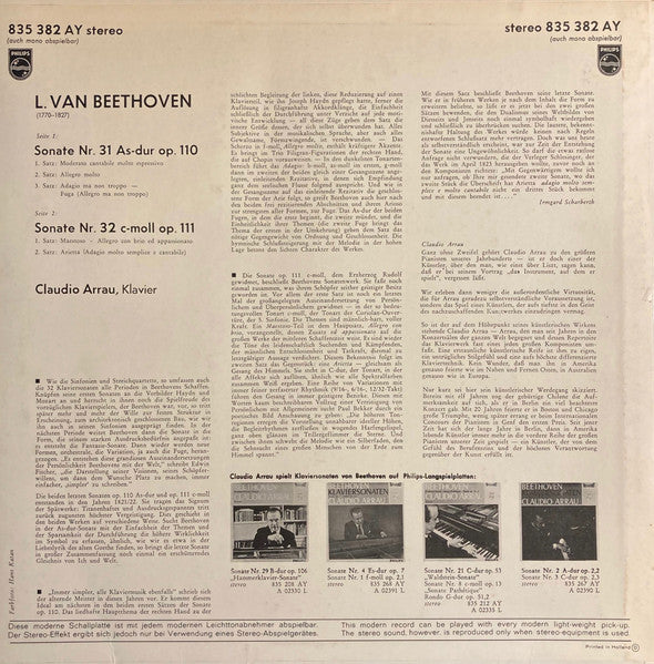 Ludwig van Beethoven / Claudio Arrau : Klaviersonaten OP.110 Und OP.111 (LP)