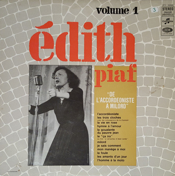 Edith Piaf : De L'Accordéoniste à Milord - Vol. 1 (LP, Comp)