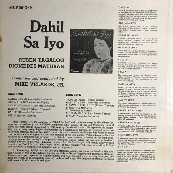 Ruben Tagalog, Diomedes Maturan, Mike Velarde Jr. : Dahil Sa Iyo (LP, Album)