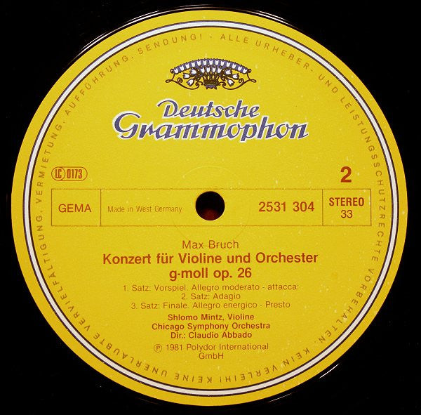 Felix Mendelssohn-Bartholdy / Max Bruch, Shlomo Mintz, Chicago Symphony Orchestra • Claudio Abbado : Violinkonzerte = Violin Concertos (LP, Album)