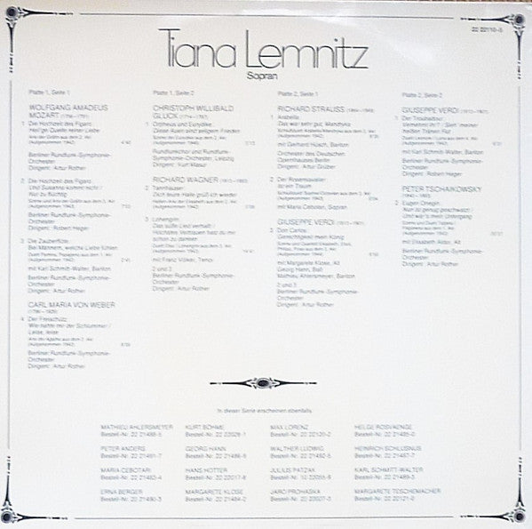 Tiana Lemnitz : Historische Aufnahmen Aus Den Jahren 1942 - 1946 (2xLP, Comp, Mono)