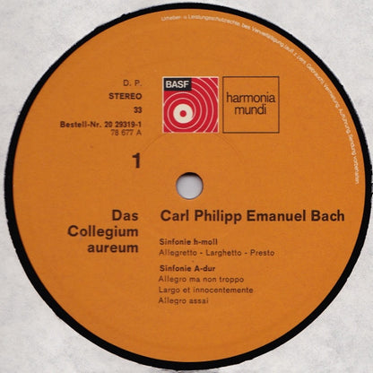 Carl Philipp Emanuel Bach - Collegium Aureum : Vier Hamburger Sinfonien (LP, Album)