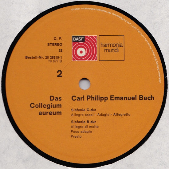 Carl Philipp Emanuel Bach - Collegium Aureum : Vier Hamburger Sinfonien (LP, Album)