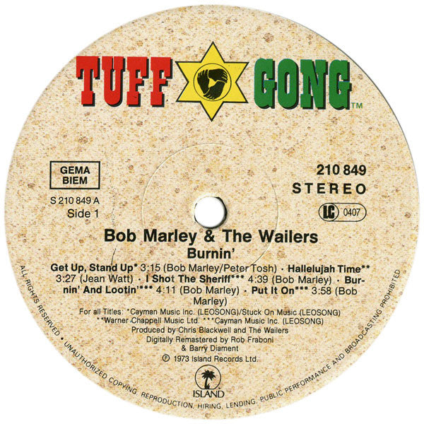 The Wailers : Burnin' (LP, Album, RE, RM)