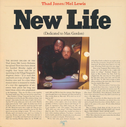 Thad Jones & Mel Lewis : New Life (Dedicated To Max Gordon) (LP, Album, Uni)