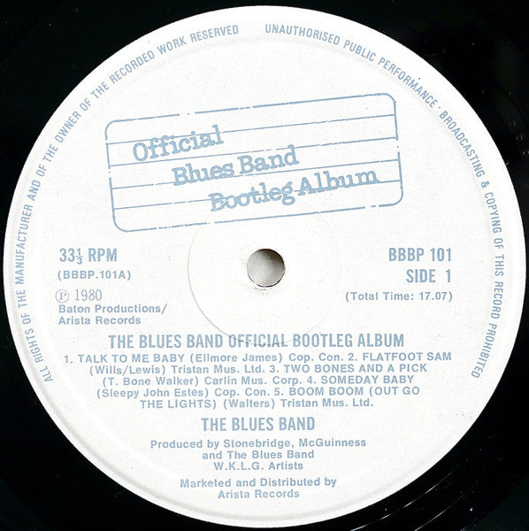 The Blues Band : The Blues Band Official Bootleg Album (LP, Album, Num)