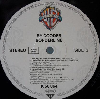 Ry Cooder : Borderline (LP, Album, RE)