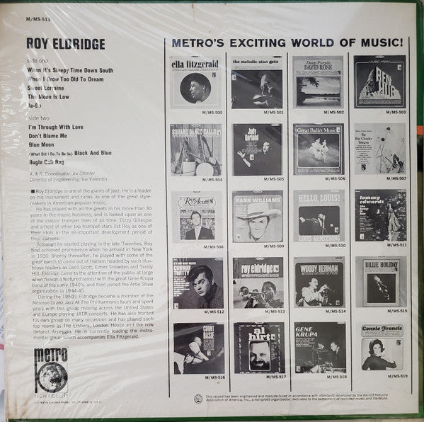 Roy Eldridge : Roy Eldridge (LP, Comp, Mono)