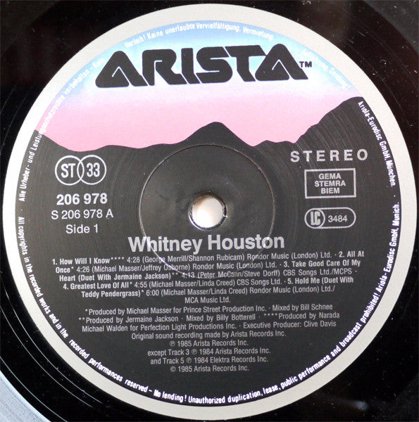 Whitney Houston : Whitney Houston (LP, Album)