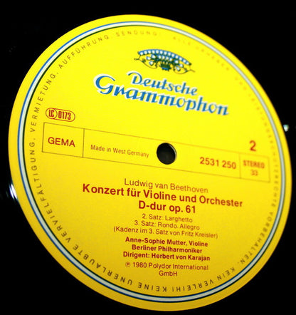 Ludwig van Beethoven, Anne-Sophie Mutter, Berliner Philharmoniker, Herbert von Karajan : Violinkonzert = Violin Concerto (LP)