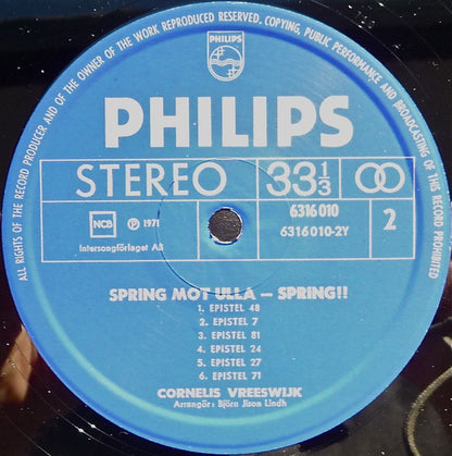 Cornelis Vreeswijk : Spring Mot Ulla - Spring! Cornelis Sjunger Bellman (LP, Album, Gat)