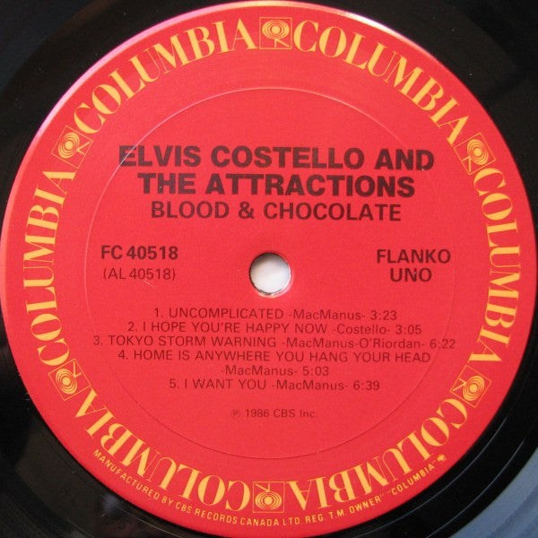 Elvis Costello & The Attractions : Blood & Chocolate (LP, Album)