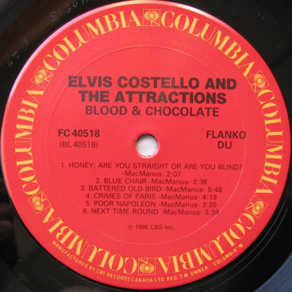 Elvis Costello & The Attractions : Blood & Chocolate (LP, Album)