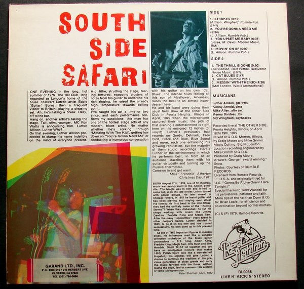 Luther Allison : South Side Safari (LP, Album, RE)