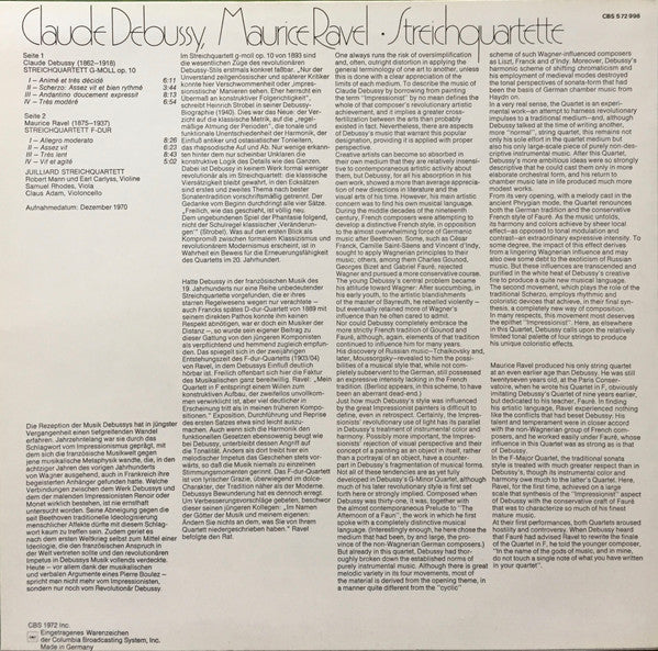 Claude Debussy / Maurice Ravel / Juilliard String Quartet : Streichquartette (LP)