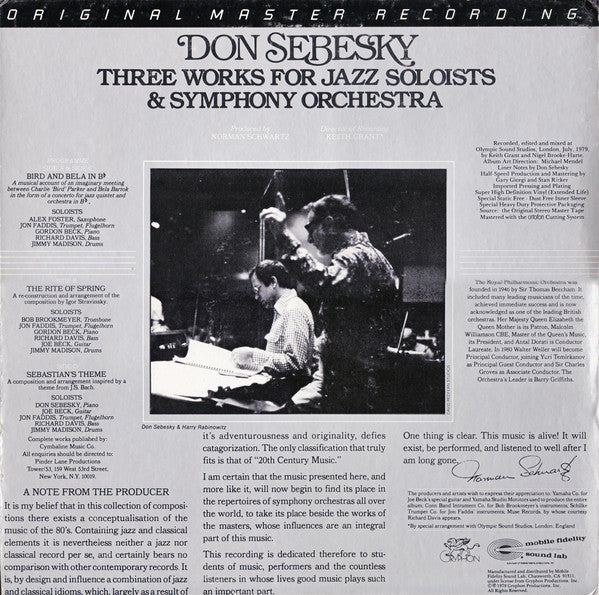 Don Sebesky : Three Works For Jazz Soloists & Symphony Orchestra (2xLP, Album, Gat)