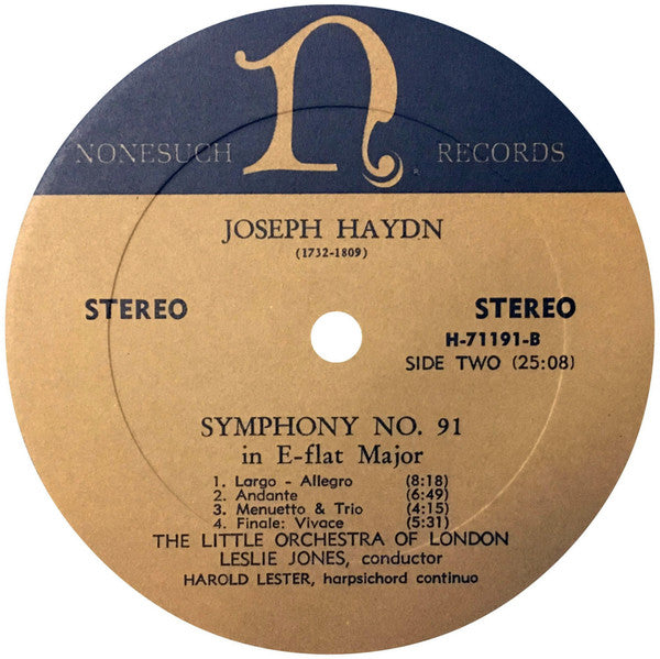 Joseph Haydn, The Little Orchestra Of London, Leslie Jones : Symphony No. 90 In C Major / Symphony No. 91 In E-Flat Major (LP)