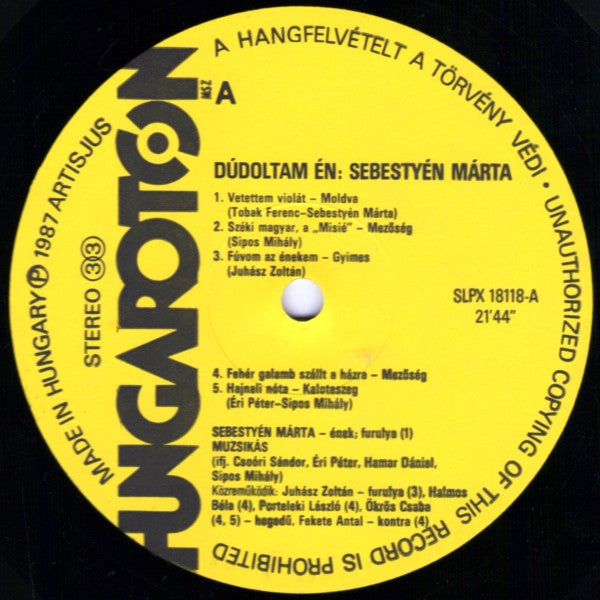 Márta Sebestyén, Muzsikás : Dúdoltam Én: Sebestyén Márta / Márta Sebestyén Sings (LP, Album)