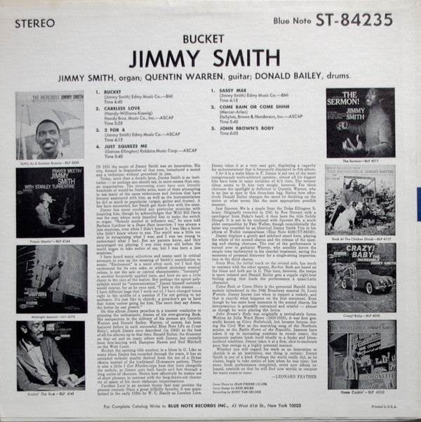 Jimmy Smith : Bucket (LP, Album)