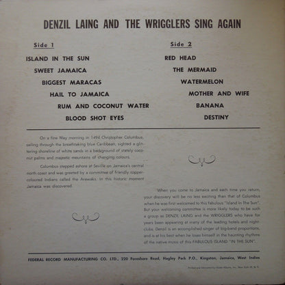 Denzil Laing And Wrigglers : Sing Again (LP, Album)