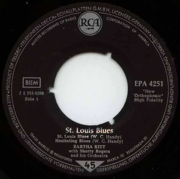 Eartha Kitt With Shorty Rogers And His Giants : St. Louis Blues (7", EP)