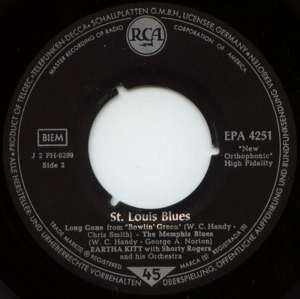 Eartha Kitt With Shorty Rogers And His Giants : St. Louis Blues (7", EP)