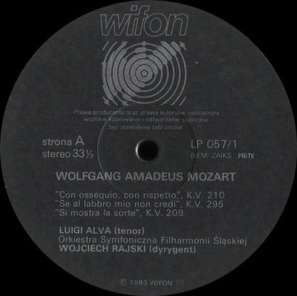 Wolfgang Amadeus Mozart, Orkiestra Symfoniczna Filharmonii Śląskiej, Luigi Alva, Janusz Olejniczak, Wojciech Rajski : Tenorowe Arie Koncertowe (Komplet) = Complete Concert Arias For Tenor (2xLP, Album, Bla)