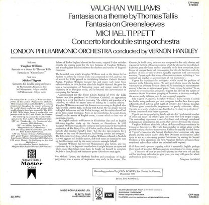 Ralph Vaughan Williams / Sir Michael Tippett, London Philharmonic Orchestra Conducted By Vernon Handley : Tallis Fantasia • Fantasia On Greensleeves / Concerto For Double String Orchestra (LP)