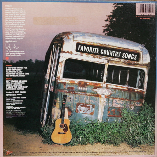 Ricky Skaggs : Favorite Country Songs (LP, Comp, Ter)