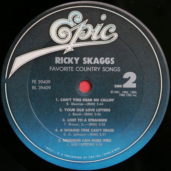 Ricky Skaggs : Favorite Country Songs (LP, Comp, Ter)
