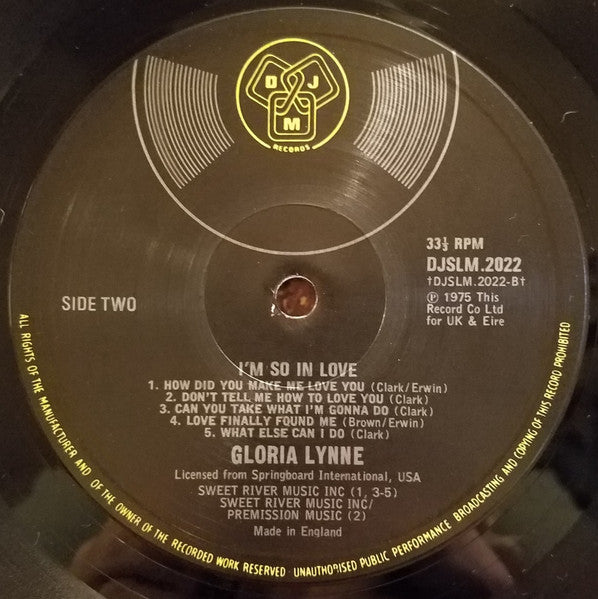 Gloria Lynne : I'm So In Love (LP, Album, RE)