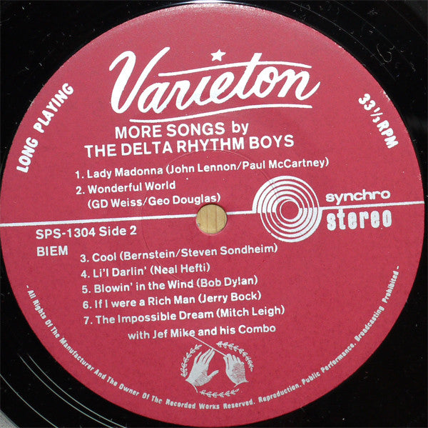 The Delta Rhythm Boys With Jef Mike And His Combo : More Songs By The Delta Rhythm Boys (LP, Album)