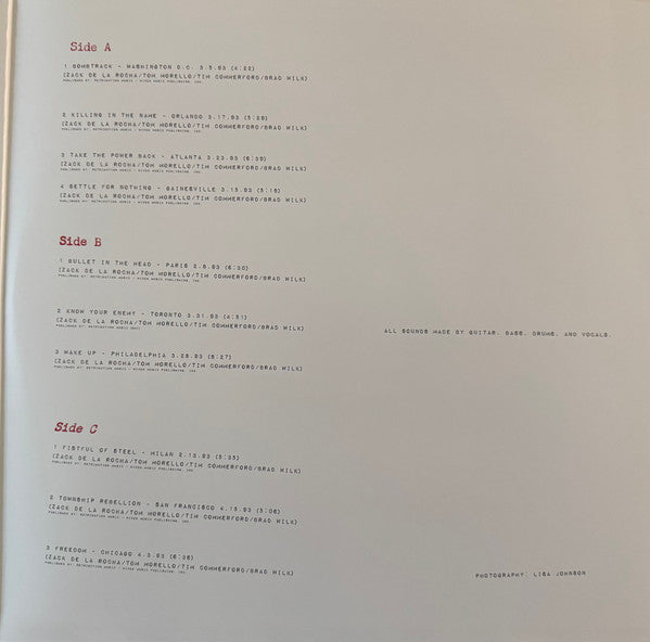 Rage Against The Machine : Live On Tour 1993 (LP + LP, S/Sided, Etch + RSD)