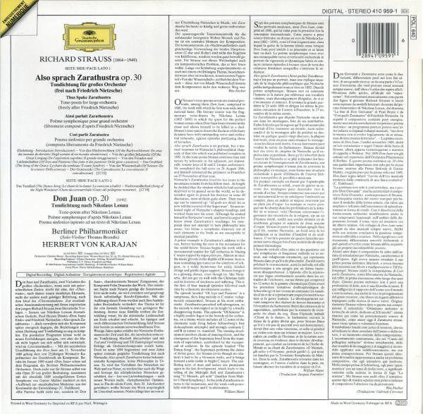 Richard Strauss • Herbert Von Karajan • Berliner Philharmoniker : Also Sprach Zarathustra - Don Juan (LP)