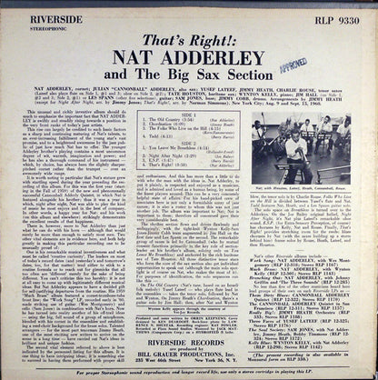 Nat Adderley And The Big Sax Section : That's Right! (LP, Album)