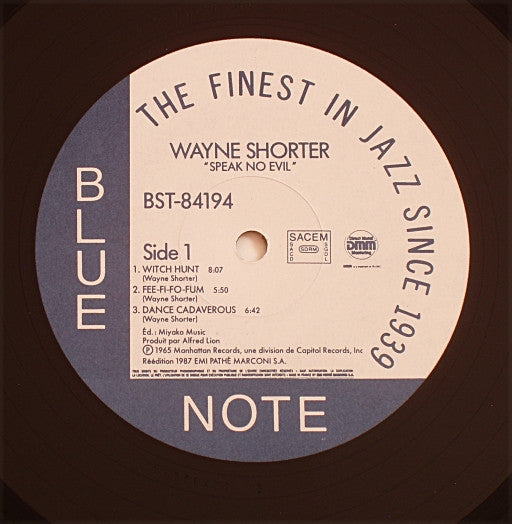 Wayne Shorter : Speak No Evil (LP, Album, RE, RM)
